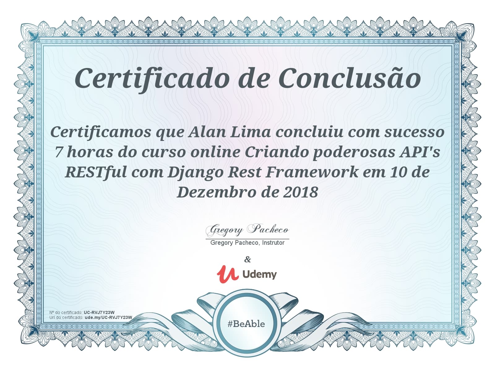 Certificado Django REST