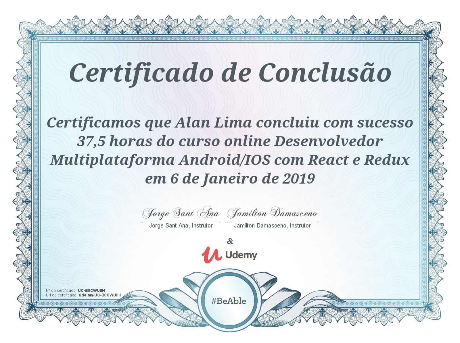 Certificado ReactJS
